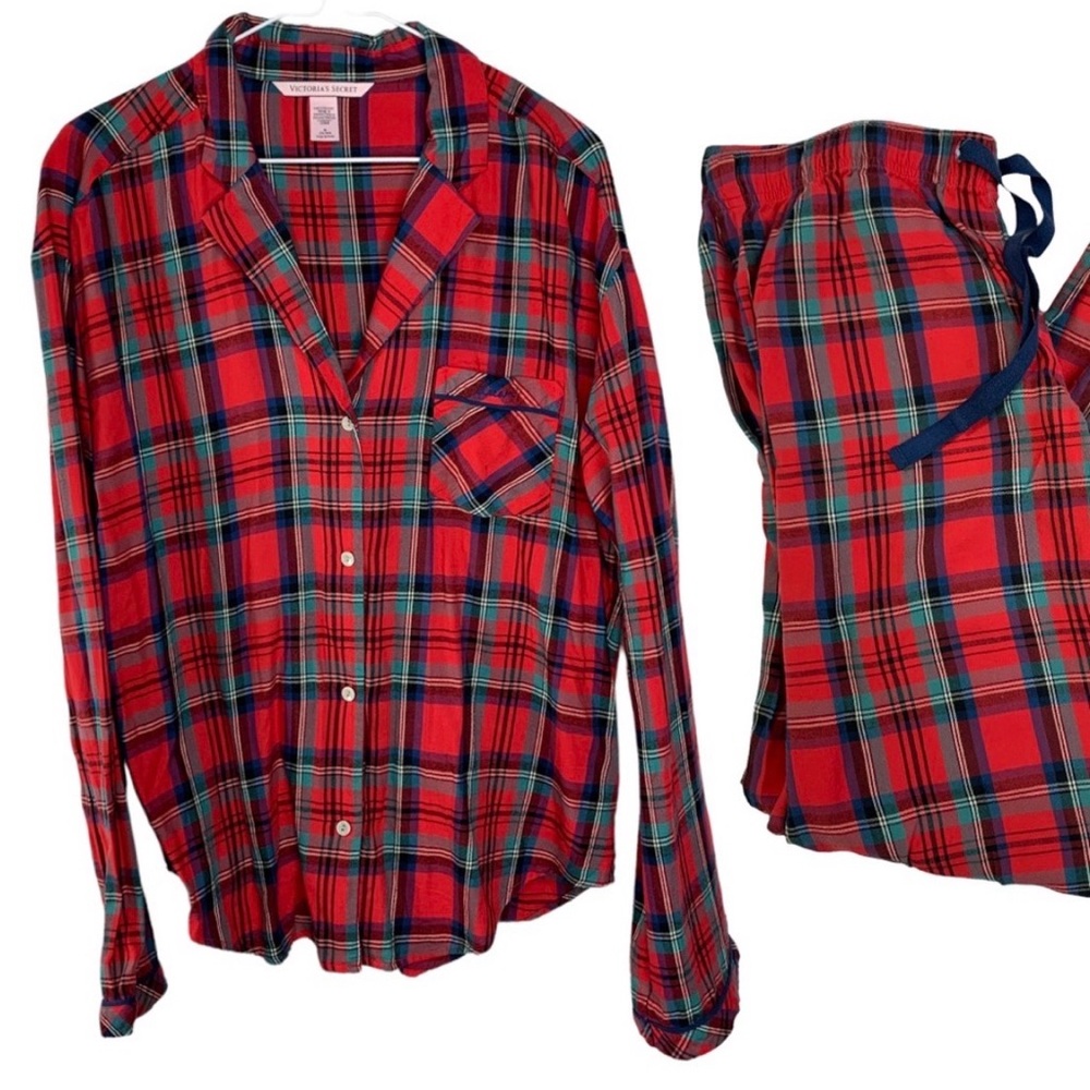 Victoria's Secret Red and Blue Plaid Pajama Bottoms